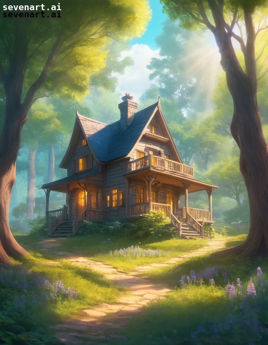 nature, forest, house, sunlight, tranquil, home