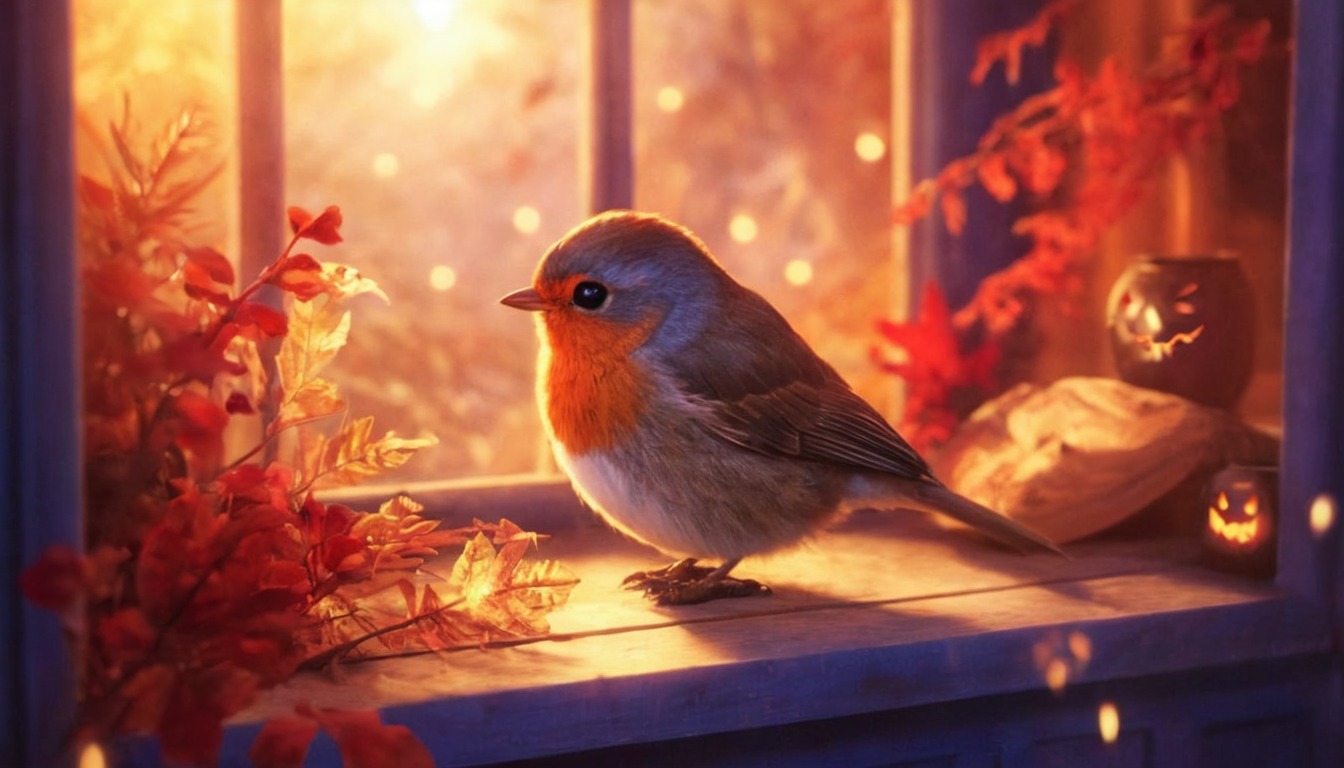 bird, autumn, cute, robin, sweet