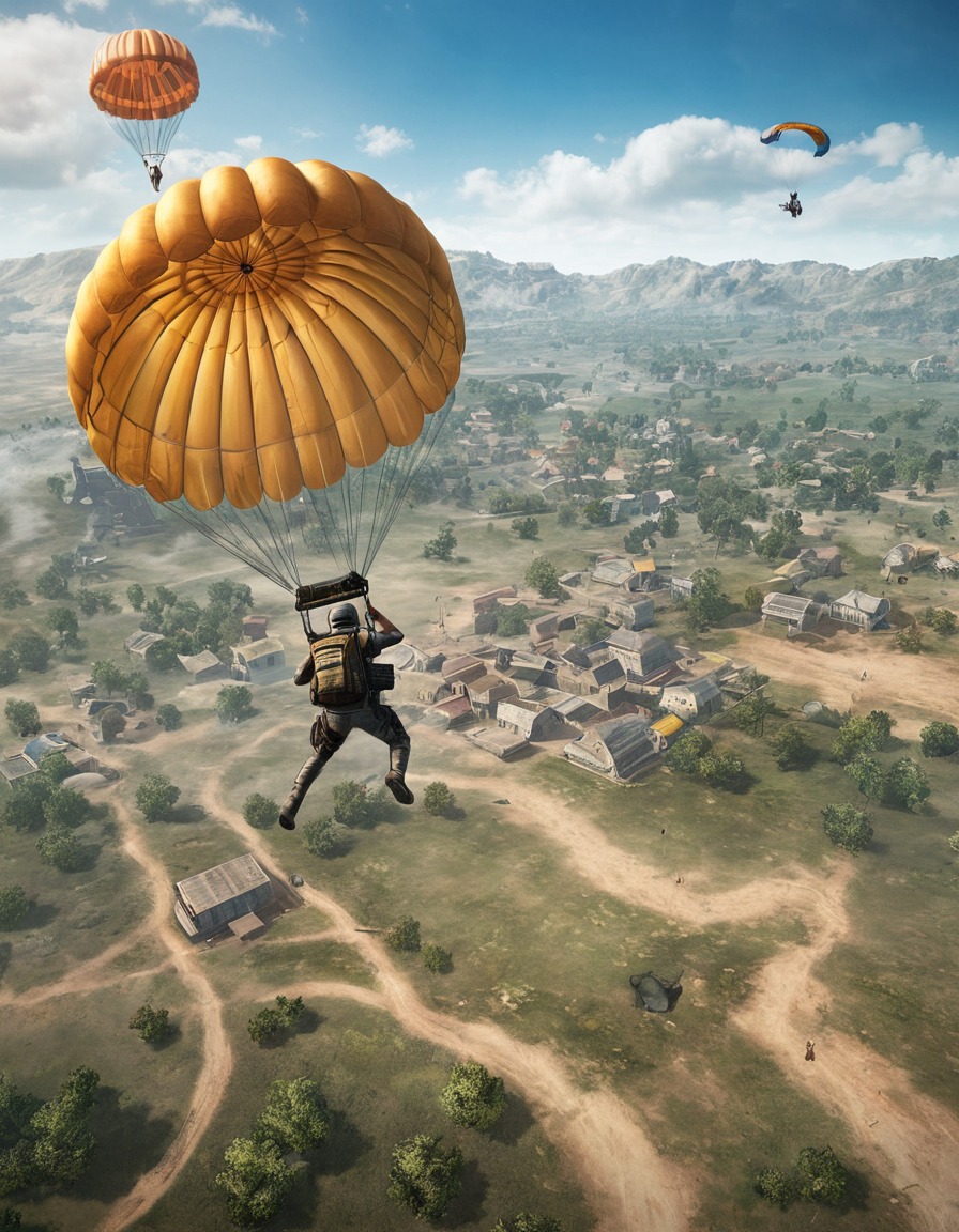 videogame, pubg, player, parachuting, battle, gaming, computer games