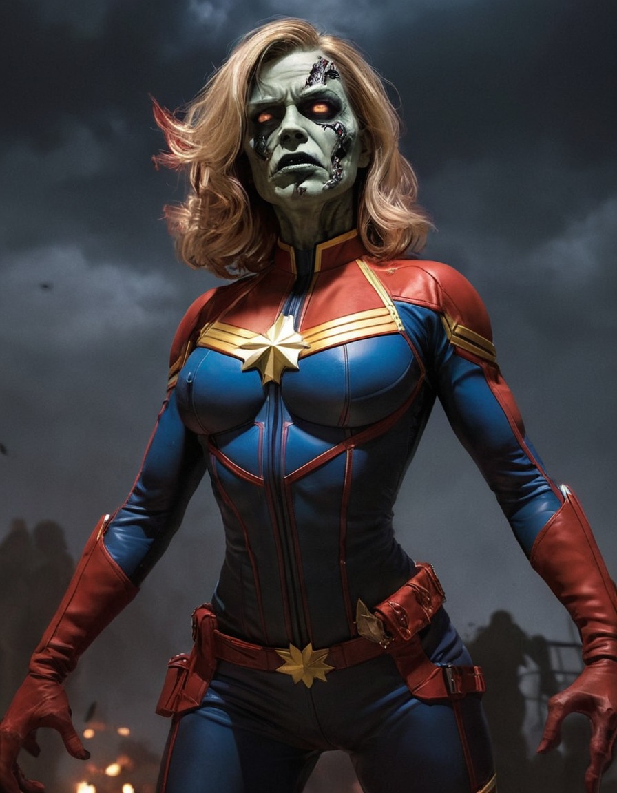 zombie, captain marvel, marvel comics, undead, superhero, marvel universe