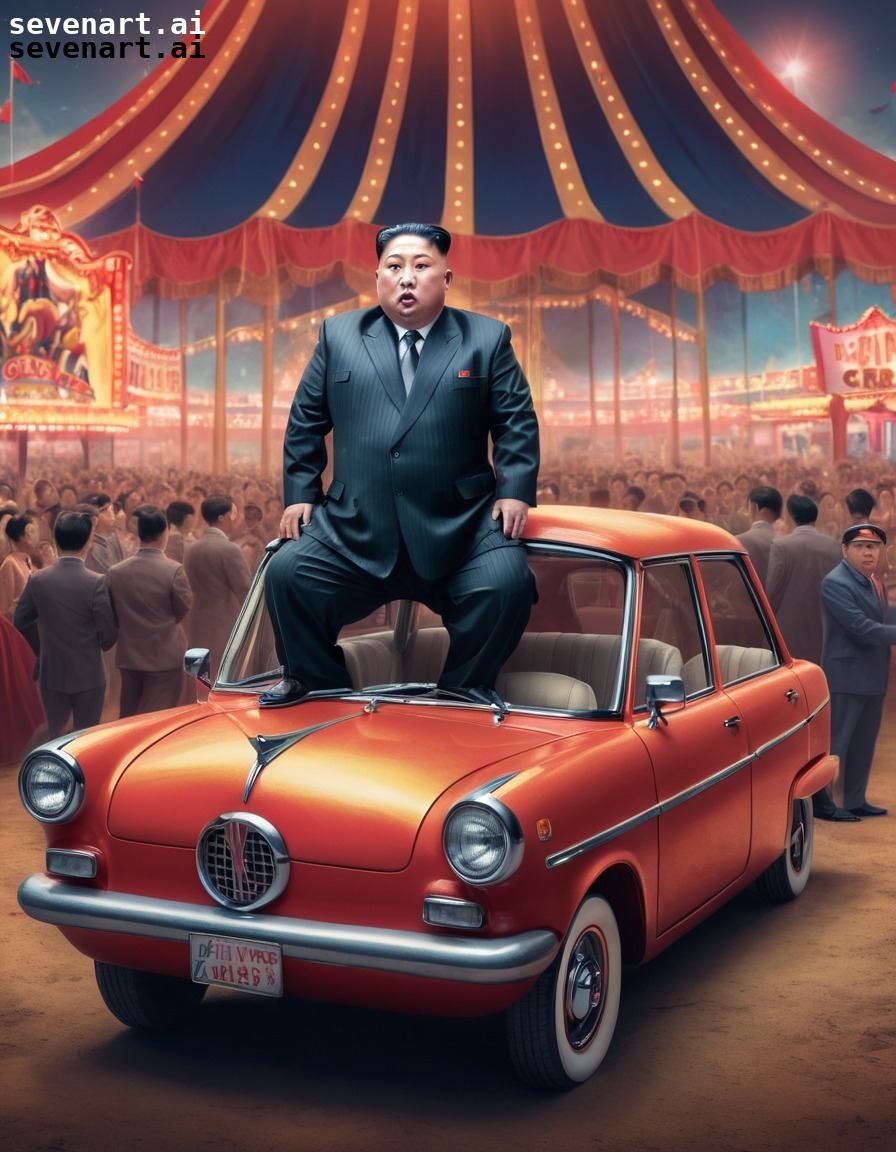 kim jong-un, circus, oversized, car, absurdity, north korea