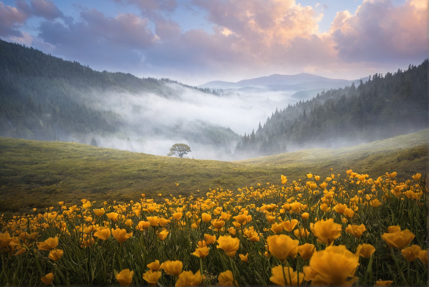 nature, landscape, flowers