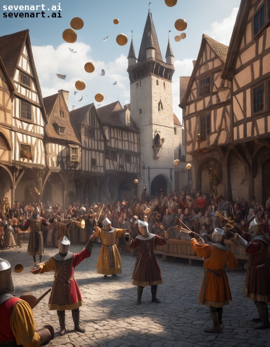 medieval, minstrels, entertainment, performance, town square, middle ages