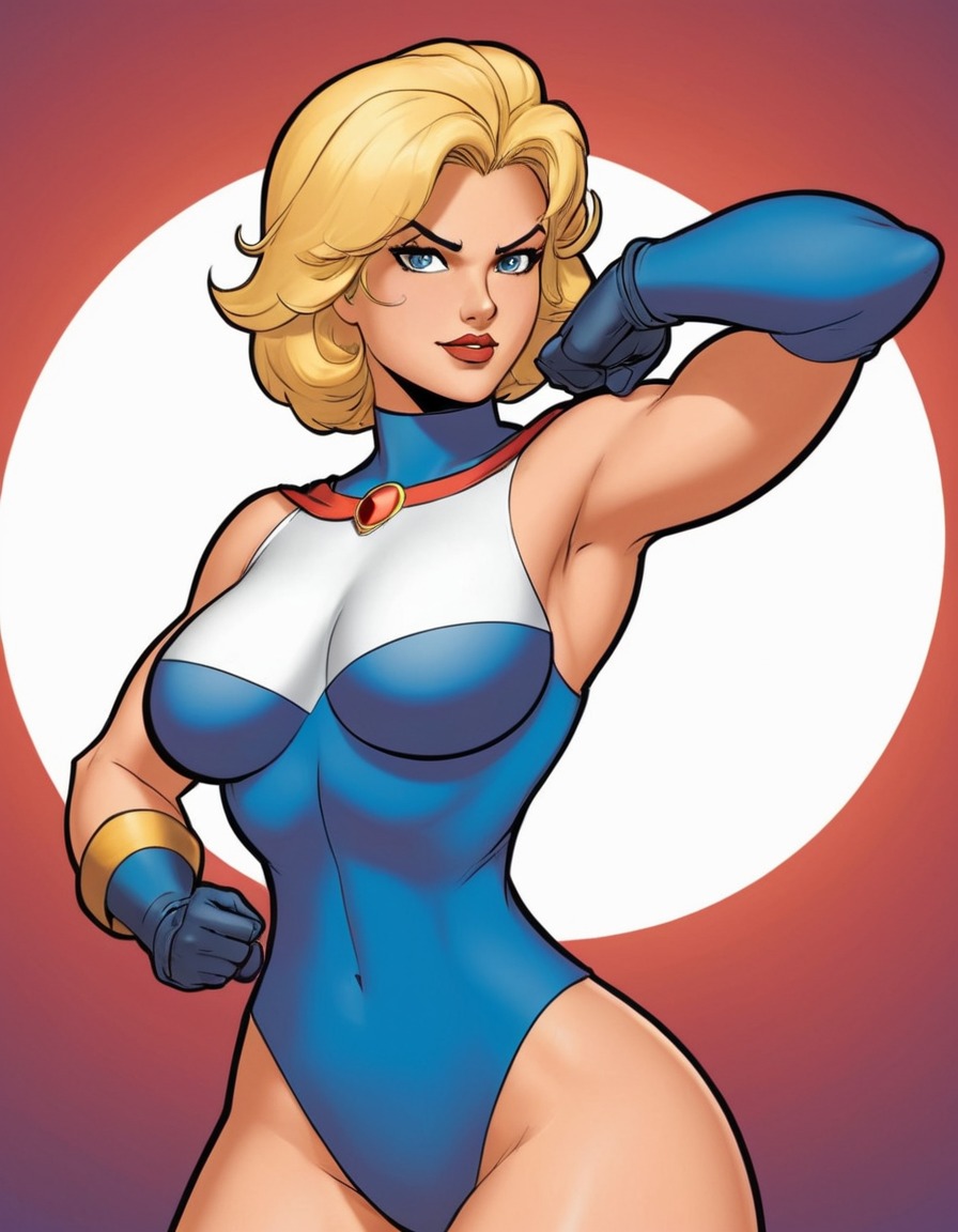 power girl, superhero, confident, powerful, pose, sass, sexy, painted