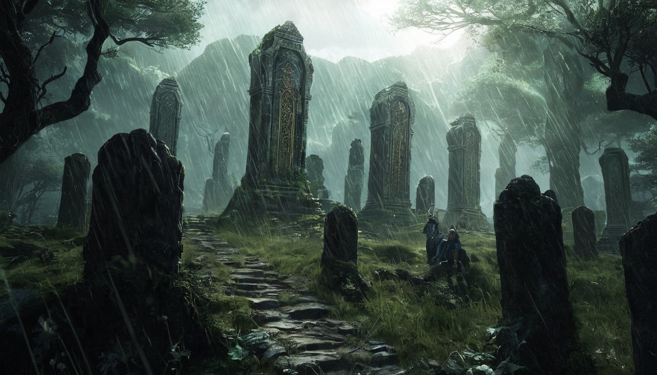 horror, cemetery, digitalart, digitalpainting, gothic, fog, magic, autumn, fall, fantasy, fantasyillustration, graveyard, halloween, landscape, oilpainting, rainy, rainydays, rainynights, realism, spooky, steps, stylized, tombstone, trees, aiart, stylizedart, midjourney, midjourneyai, midjourneyart