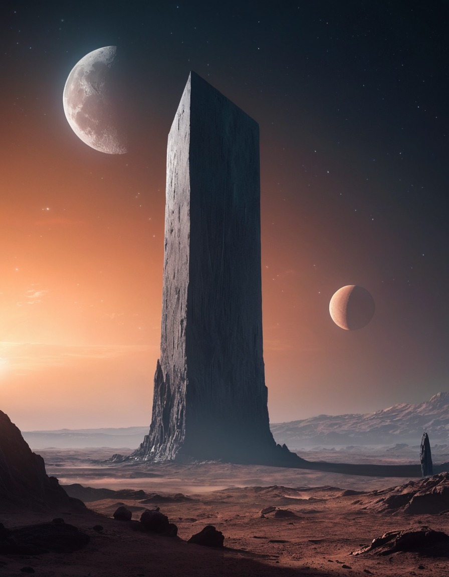 monolith, mysterious, moon, space scene, discovery, extraterrestrial, unknown origin