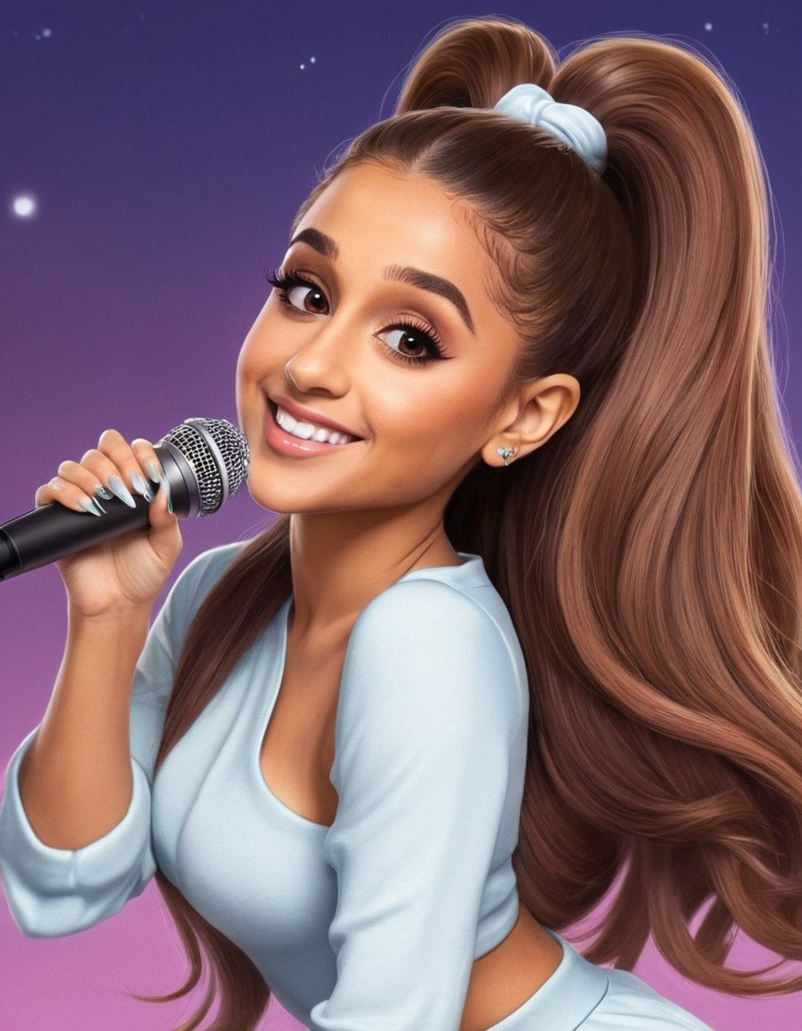 funny caricature, ariana grande, pop culture, music, celebrity, humor