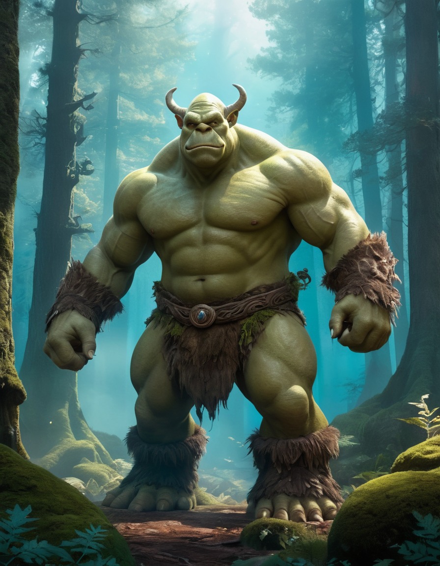 ogre, mystical forest, creatures, fantasy, magical, nature, folklore