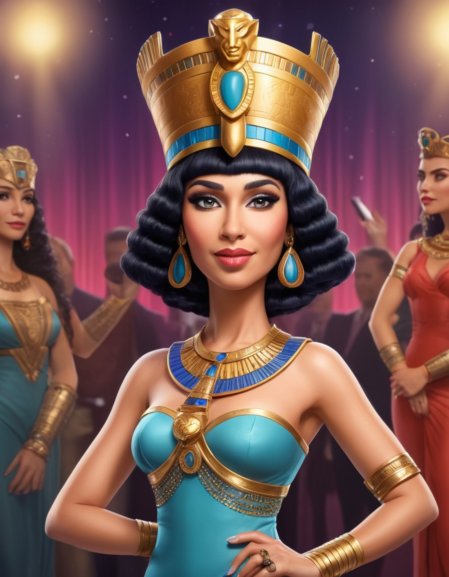 cleopatra, celebrity, award show, caricature, funny