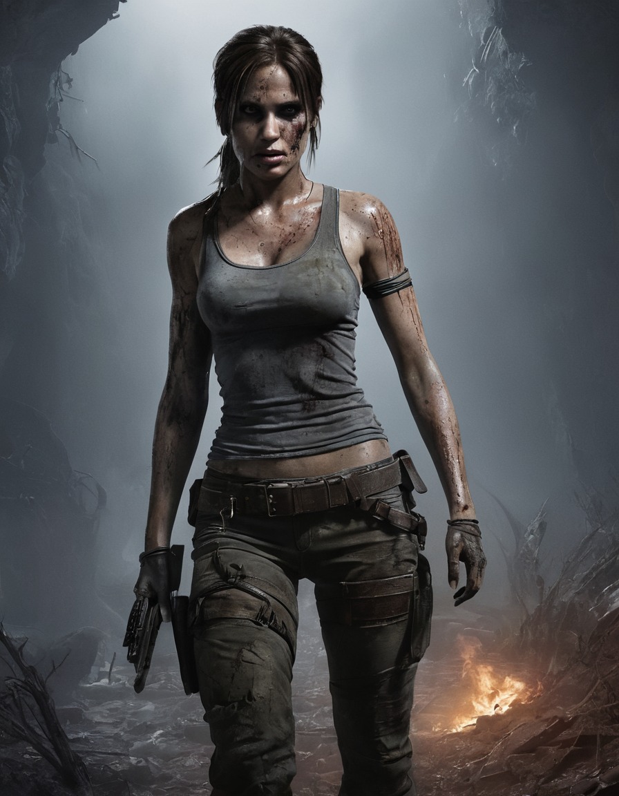 lara croft, tomb raider, zombie, post-apocalyptic wasteland, survival