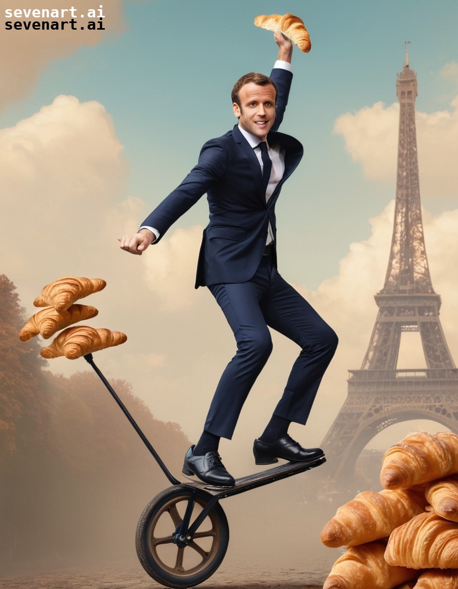 humorous, politics, french culture, unicycle, croissants, emmanuel macron, france