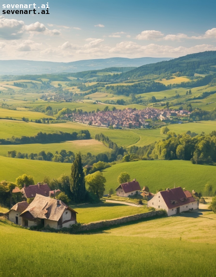 countryside, europe, rolling hills, village, landscape