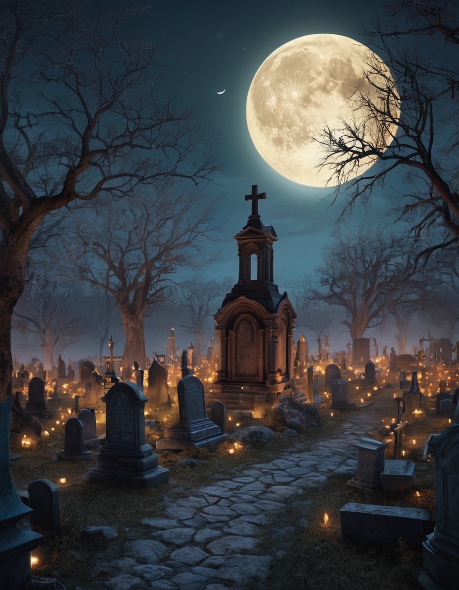 graveyard, moonlit, spirits, ghouls, lovecraft, howard lovecraft