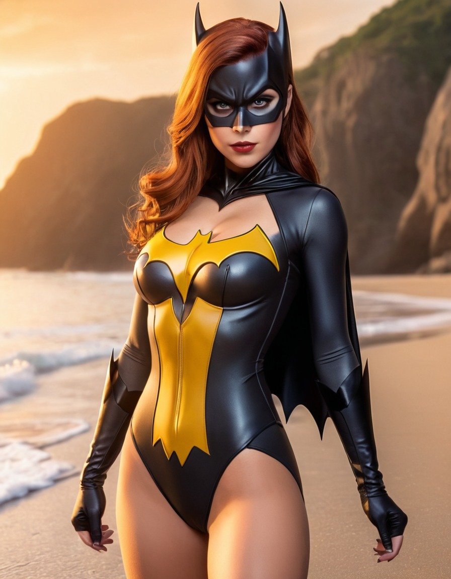 beach, batgirl, dc comics, superhero, swimsuit, character, fictional