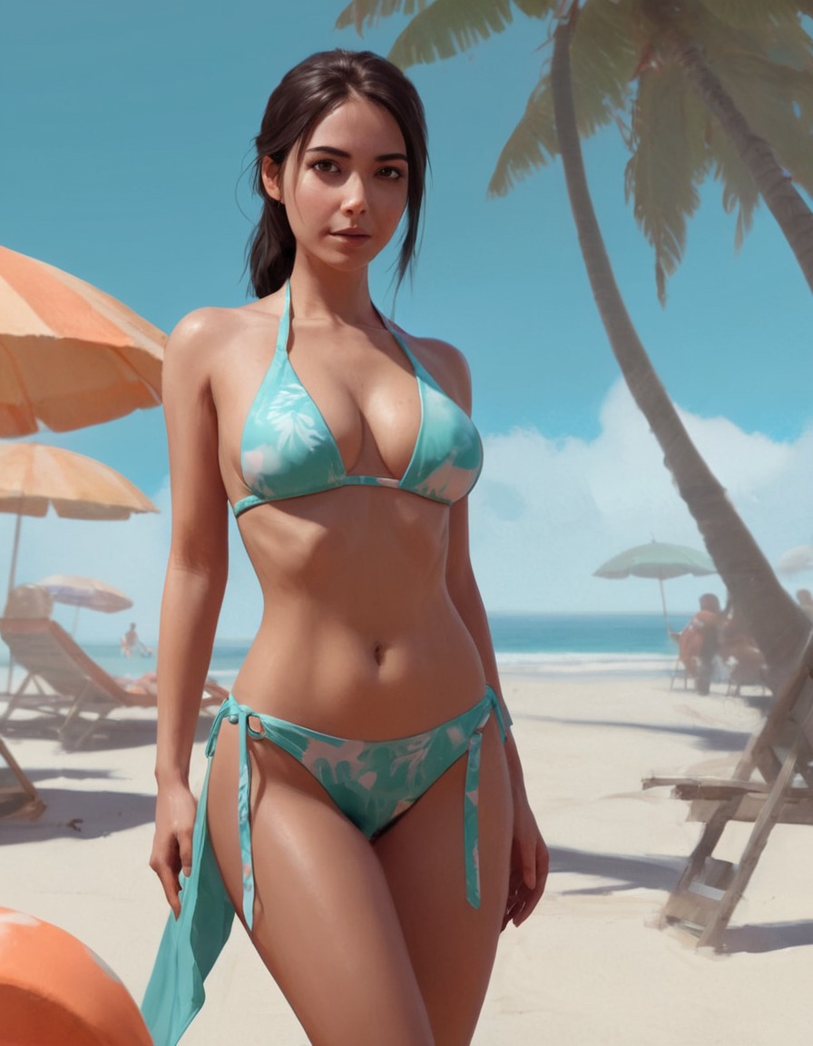 alyx vance, half-life, beach, bikini, character art, games, girls from games