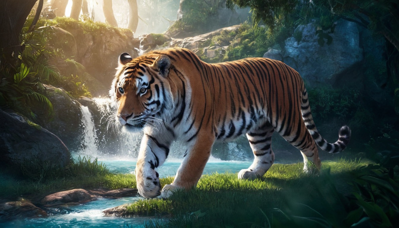 tiger, digitalart, animal, forest, animalart, furry, wallpaper, zoo