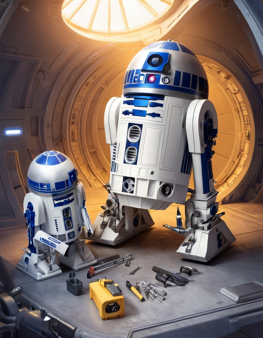 r2-d2, spaceship, repair, tools, robots, games, movies