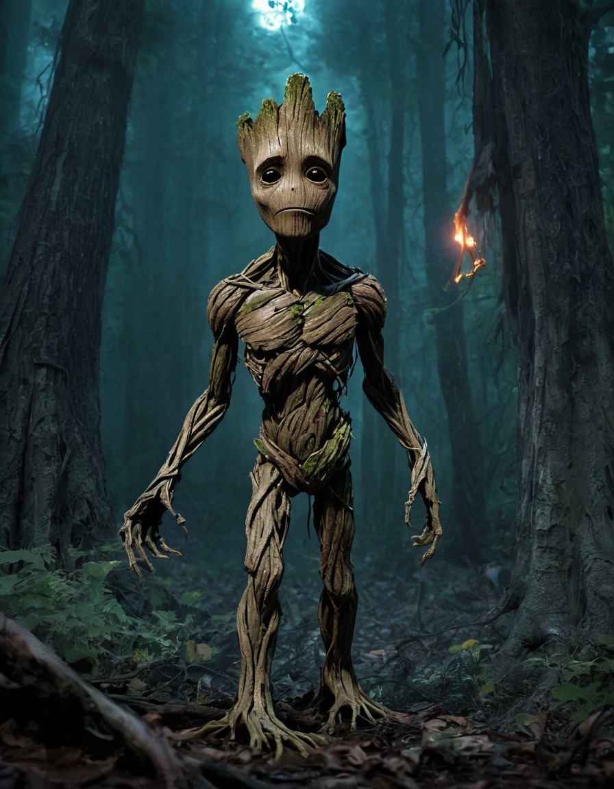 groot, zombie, creepy forest, marvel comics, marvel