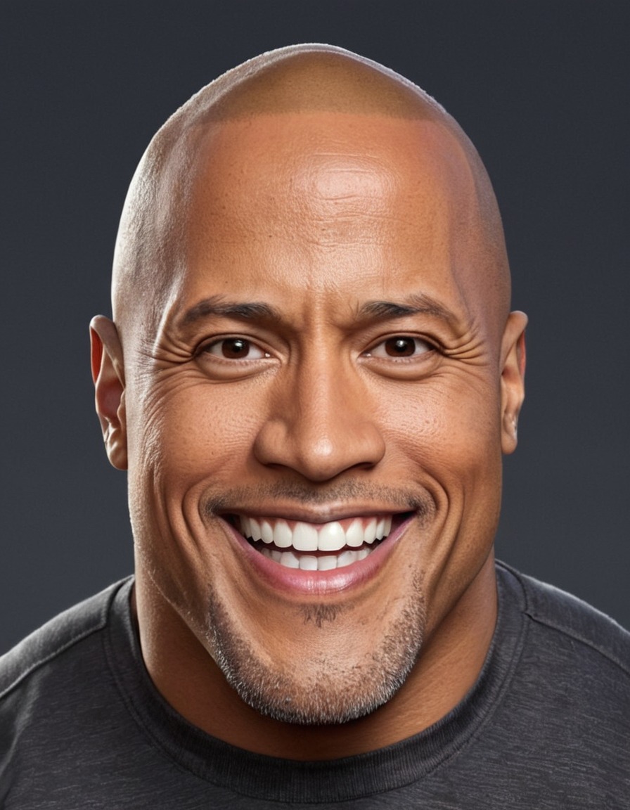 dwayne 'the rock' johnson, the rock, celebrity, caricature, big head, crazy smile, entertainment