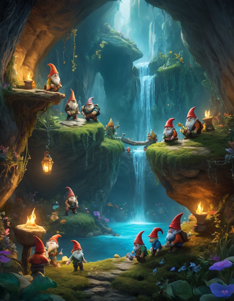 cavern, gnomes, fairies, sprites, fantasy