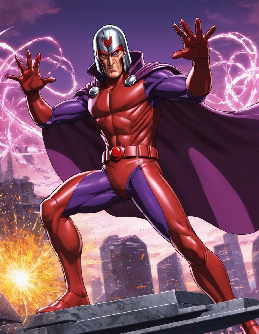 magneto, x-men, mutant, magnetic powers, powers, manipulation, metallic objects, anime, marvel