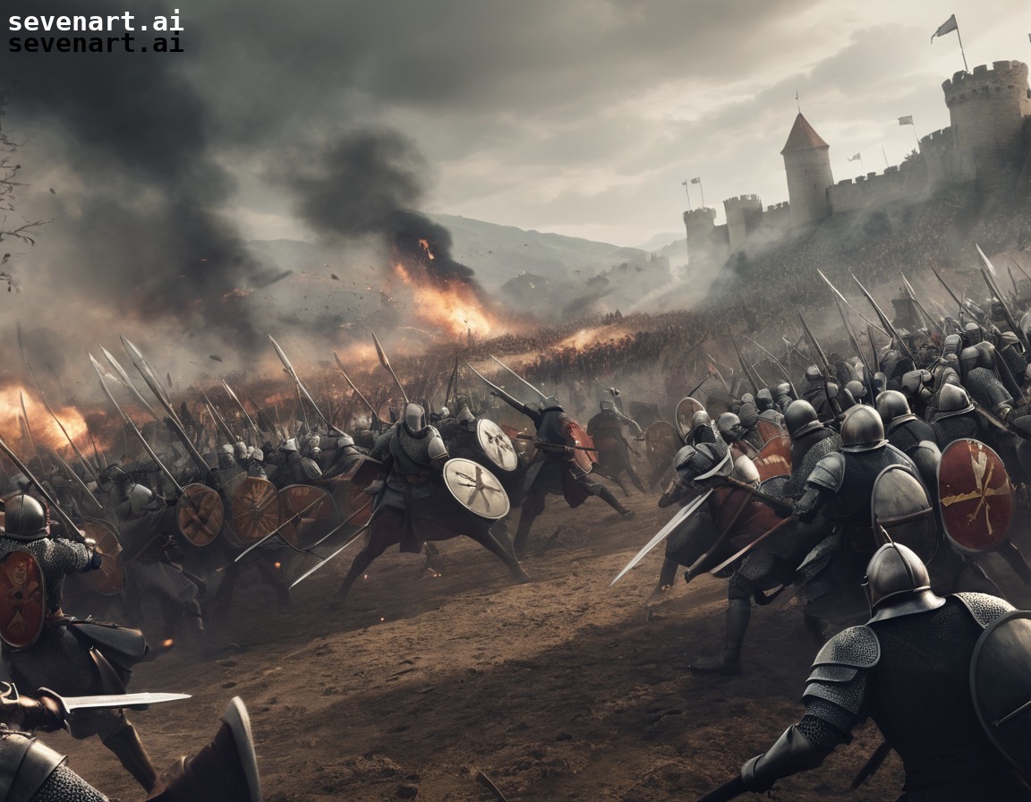 battlefield, rivalry, medieval, war, illustration, army