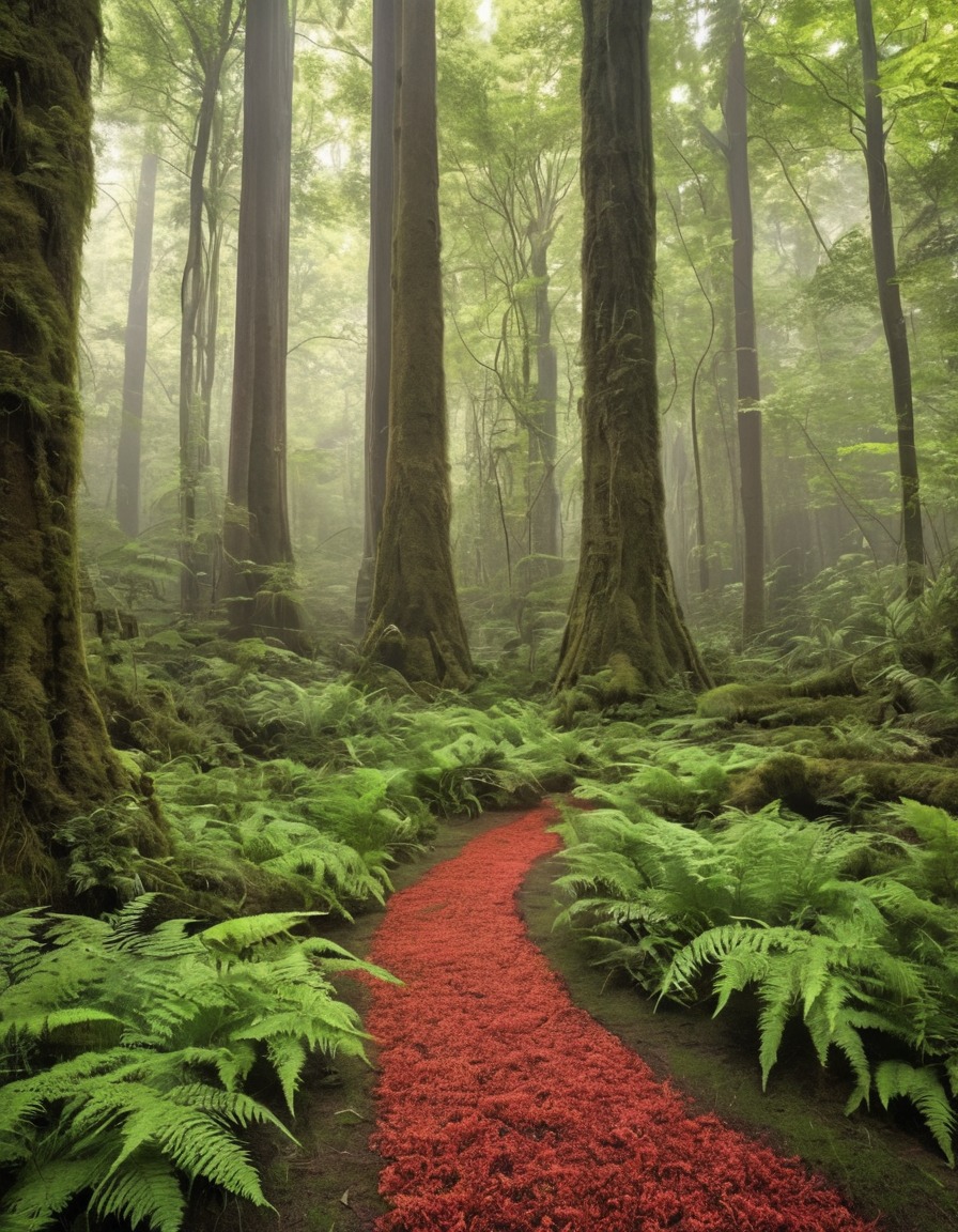 nature, forest, trees, ferns