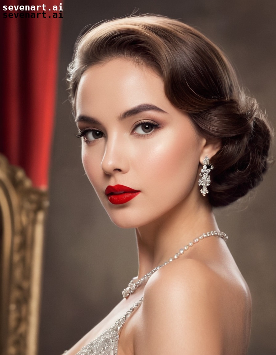 timeless beauty, elegance, red lipstick, captivating, woman