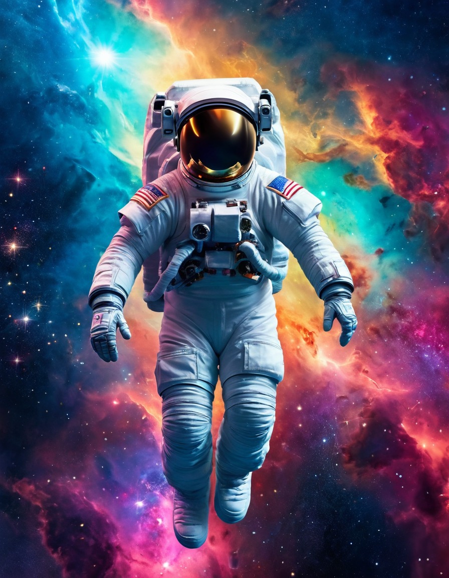 astronaut, nebula, stars, spaceflight, exploration, space