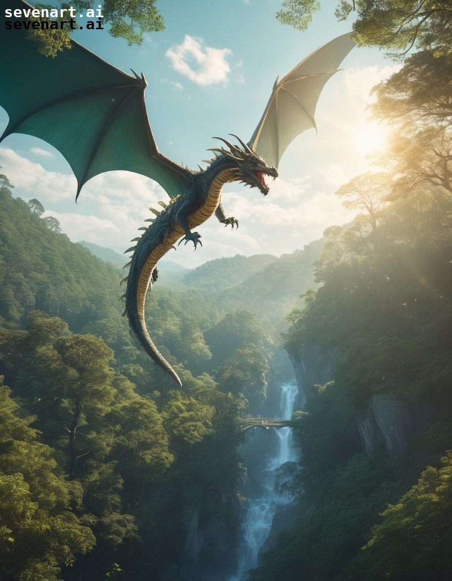 fantasy, dragon, mystical, forest, majestic