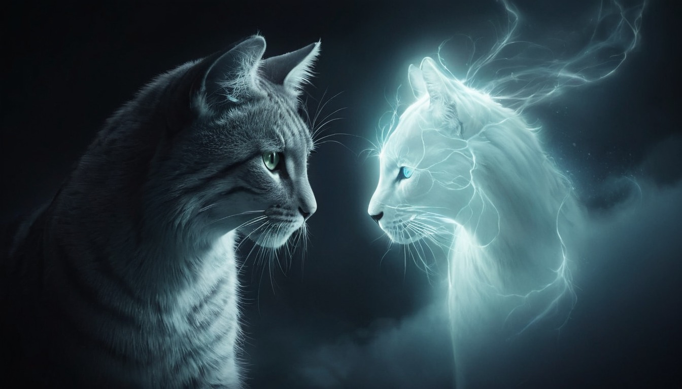 cat, feline, kitty, spirit, digitalart, animal, surreal, digitalpainting, angel, apparition, ghost, dailychallenge, aiartcommunity, midjourney, midjourneyai, midjourneyart, midjourneyartwork, midjourneyaiart, midjourneycommunity