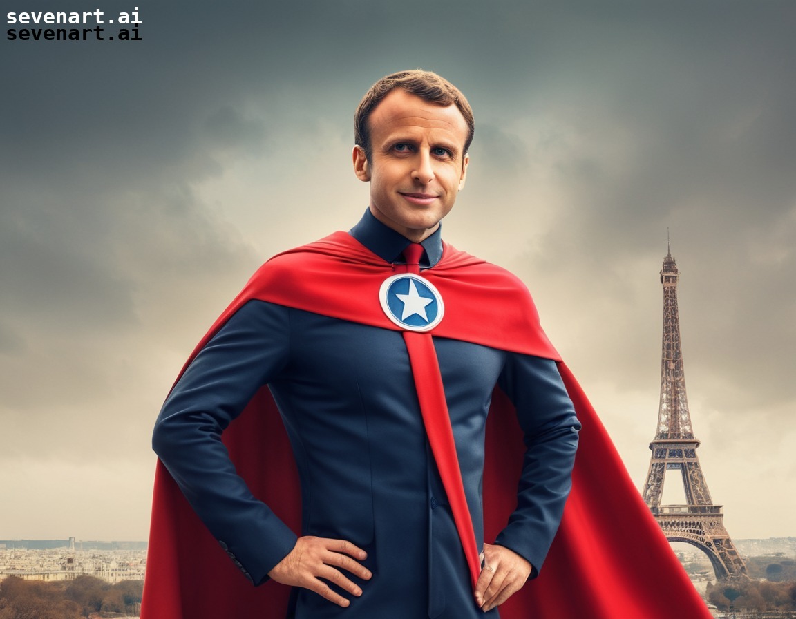 emmanuel macron, superhero, costume, eiffel tower, humor, france