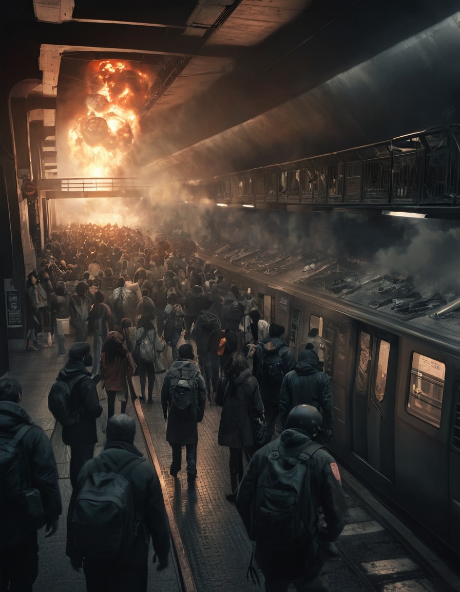 war, civilians, shelter, subway, explosions, city, usa