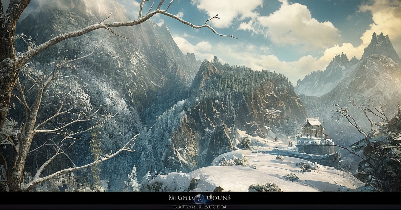 environment, forest, landscape, mattepainting, mixedmedia, moody, mountains, nature, photoshop, print, romantic, scenery, snow, sunny, tigaer, vue, winter