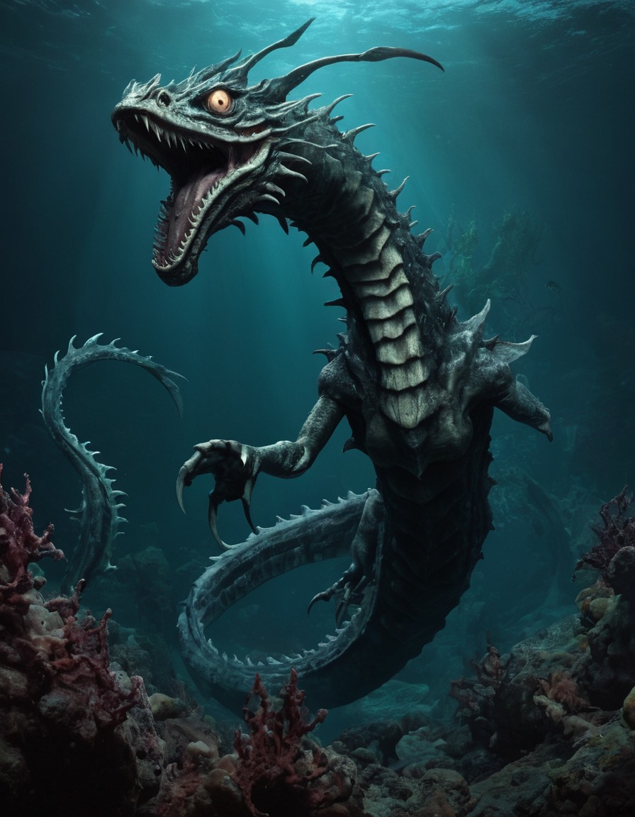 sea dragons, sea monster, epic, frightful, horrible, mythical creature