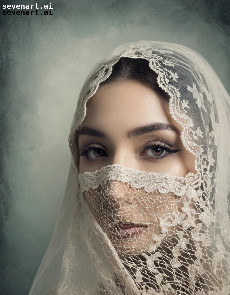 mysterious, woman, lace veil, mysterious woman, fashion