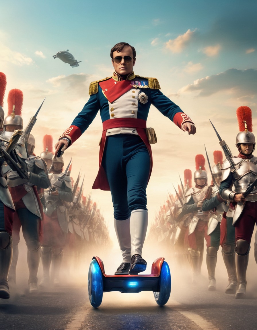 napoleon bonaparte, hoverboards, futuristic, army