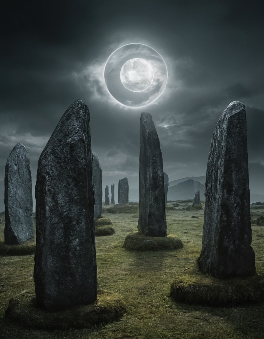 mystical, standing stones, ancient power, circle, mystery