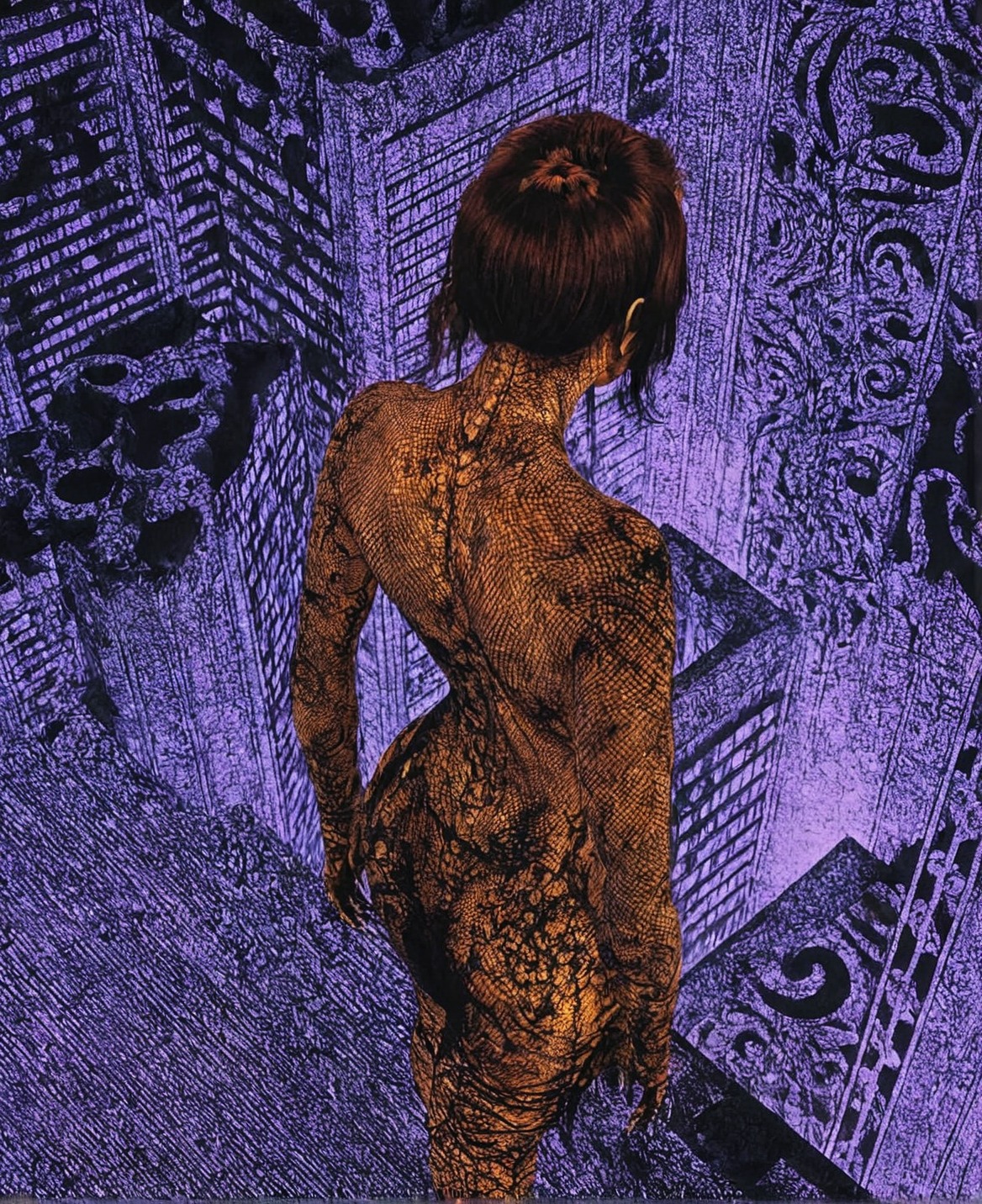 ghost in the shell, art, purple, scifi, cyberpunk, retro, sexy, aesthetic