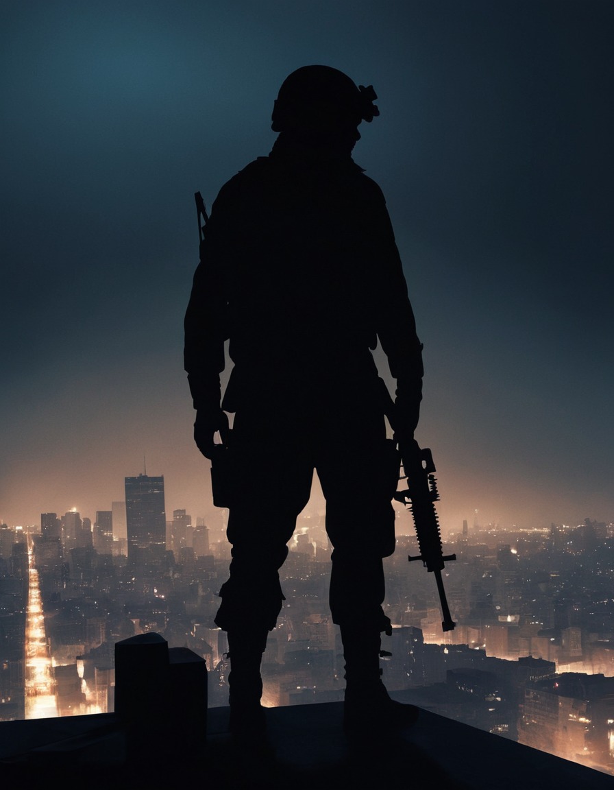 urban warfare, sniper, surveillance, rooftop, cityscape, tactical positioning, war, usa