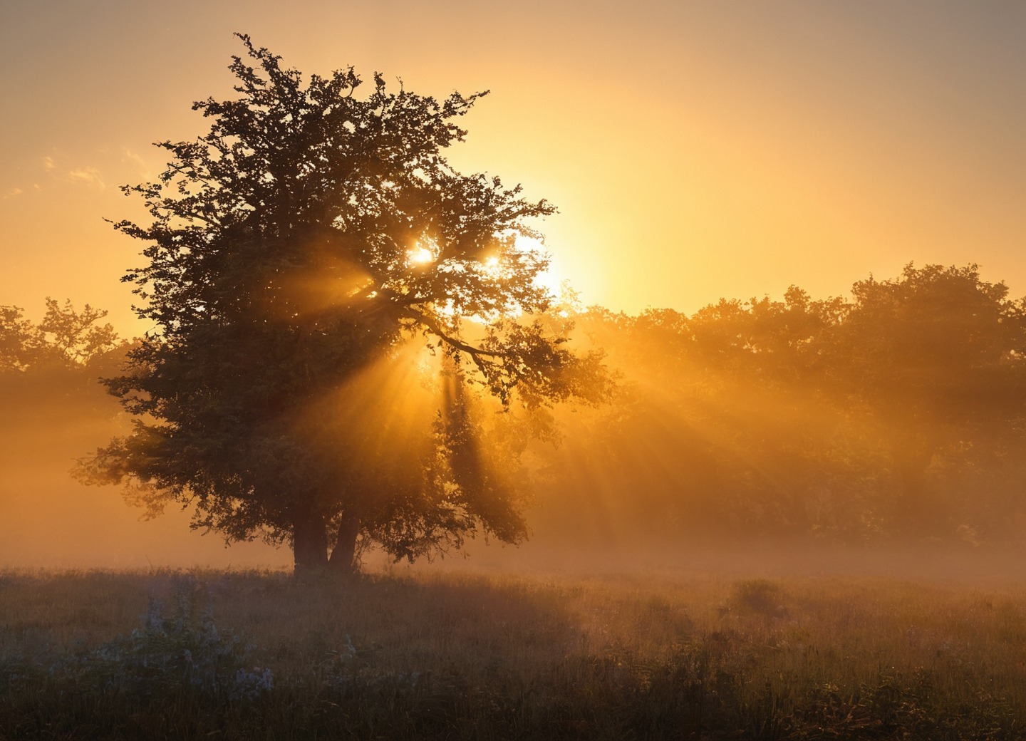 germany, farm, sunrise, horses, sheep, golden light, nature, sunrays