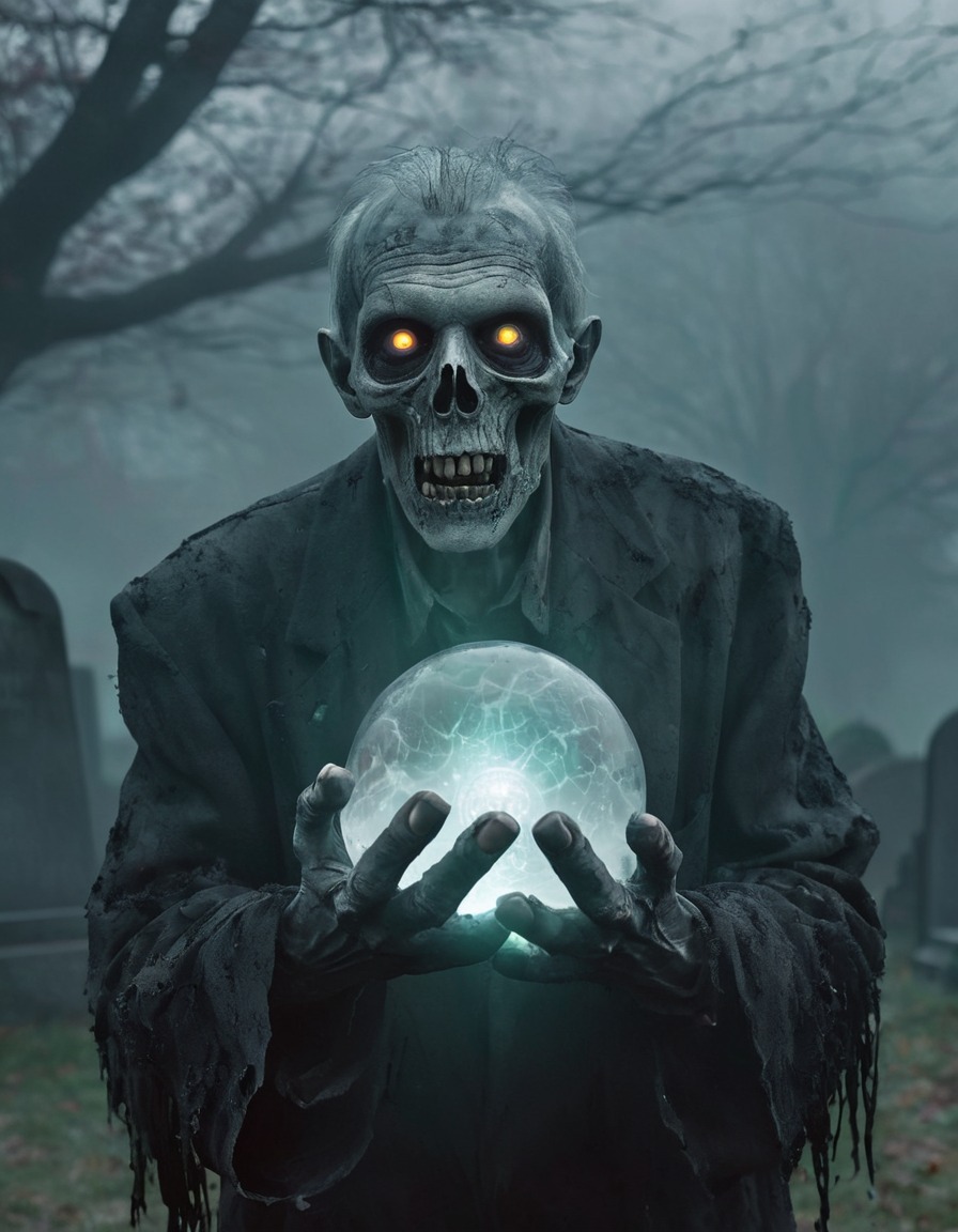 zombie, graveyard, fog, crystal ball, visions, marvel