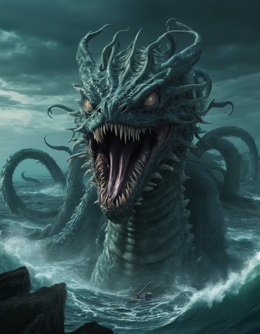 lernaean hydra, monster, greek mythology, mythical creature, sea serpent, hydra, hercules