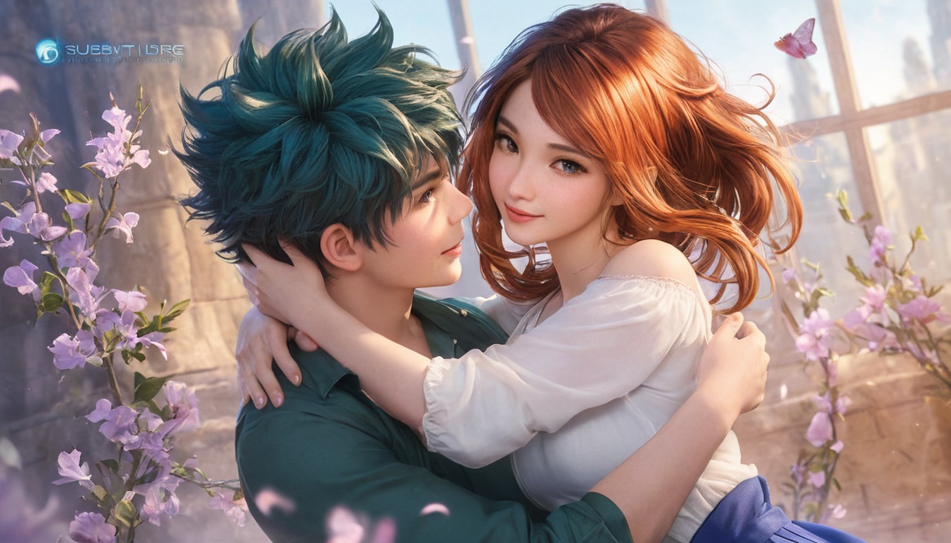 adorable, couple, cuddling, cutecouple, digitalart, embrace, peaceful, portrait, prettygirl, romance, romatic, coupleromance, midoriyaizuku, urarakaochako, izuocha, midoriyaxuraraka, aigenerated, midjourney, 726shsart, bnjacob