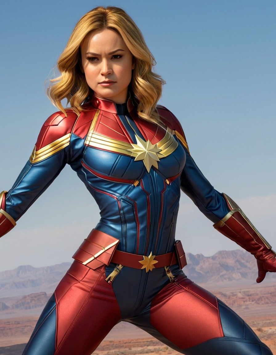 captain marvel, superhero, powerful, provocative pose, challenge, female superhero, sexy, painted