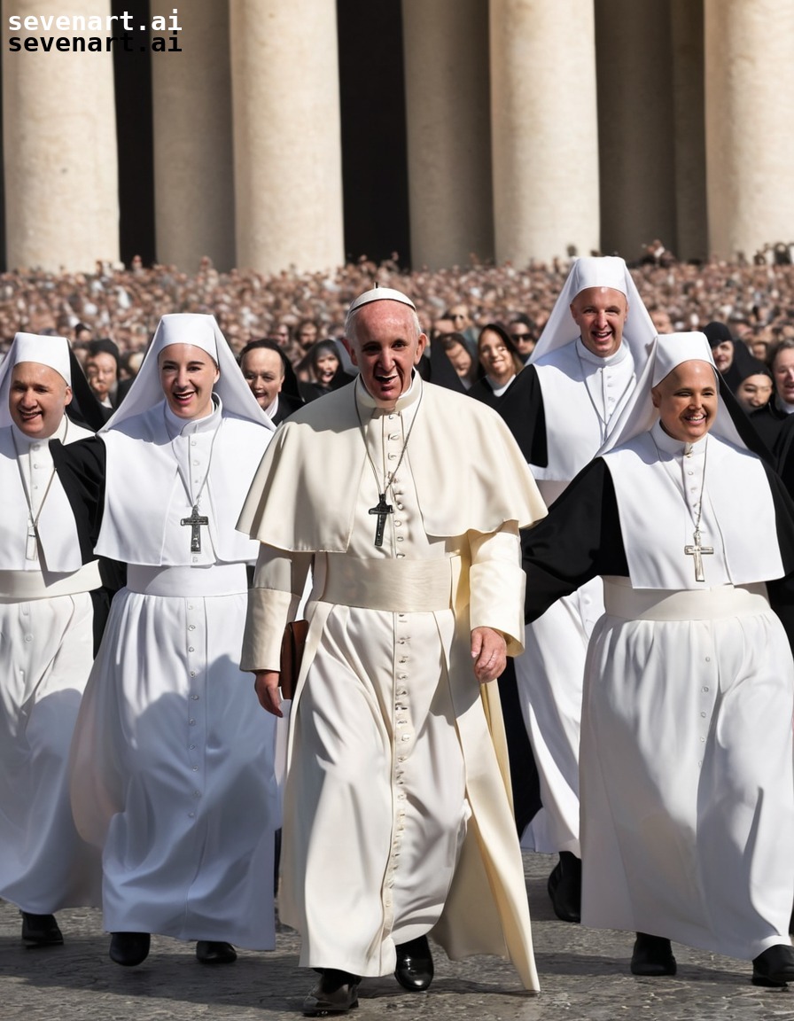 pope, francis, conga line, nuns, monks, pope francis, vatican