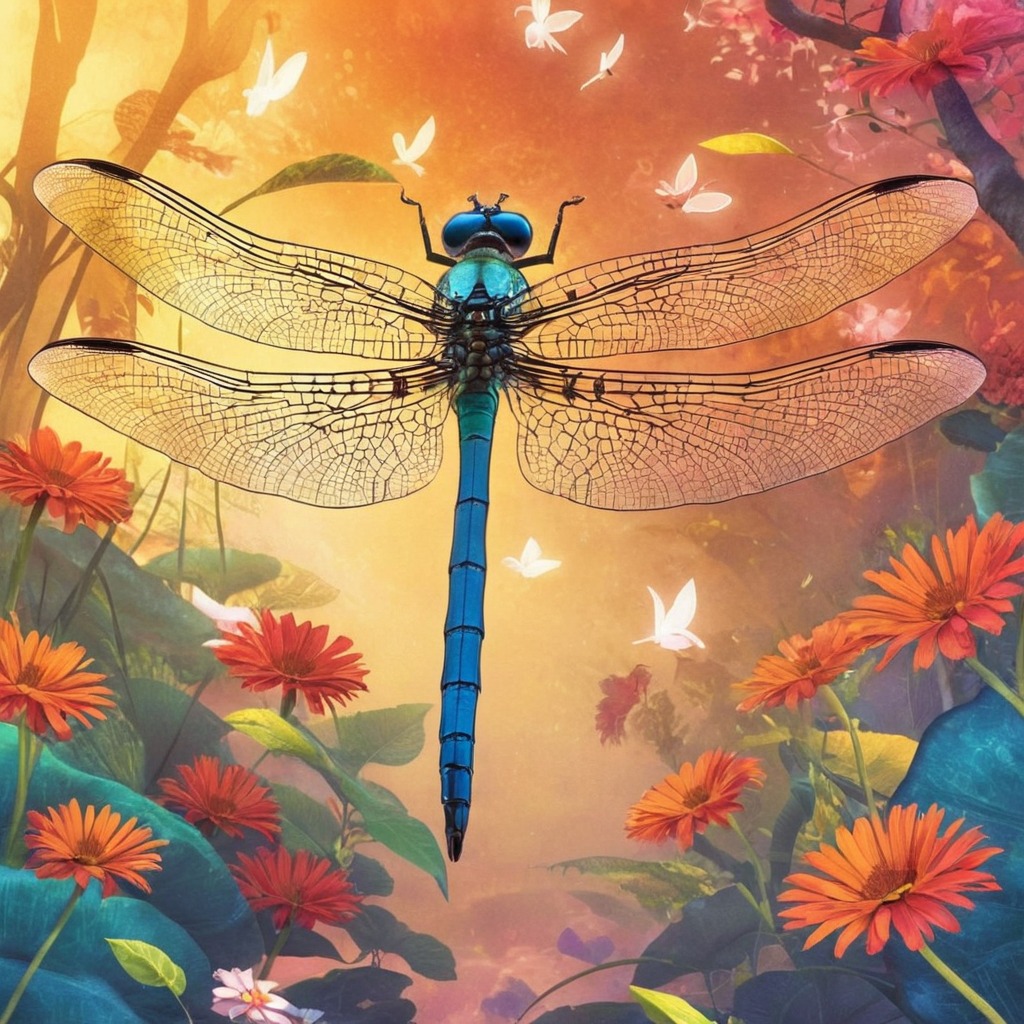 digitalart, insect, dreamup, digitalpainting, floral, dragonfly, ai_art