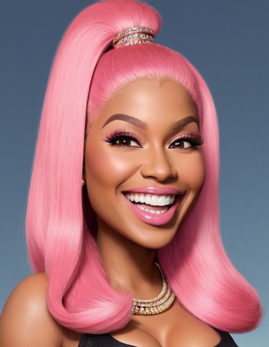 nicki minaj, celebrity, music artist, big head, crazy smile, caricature, pop culture