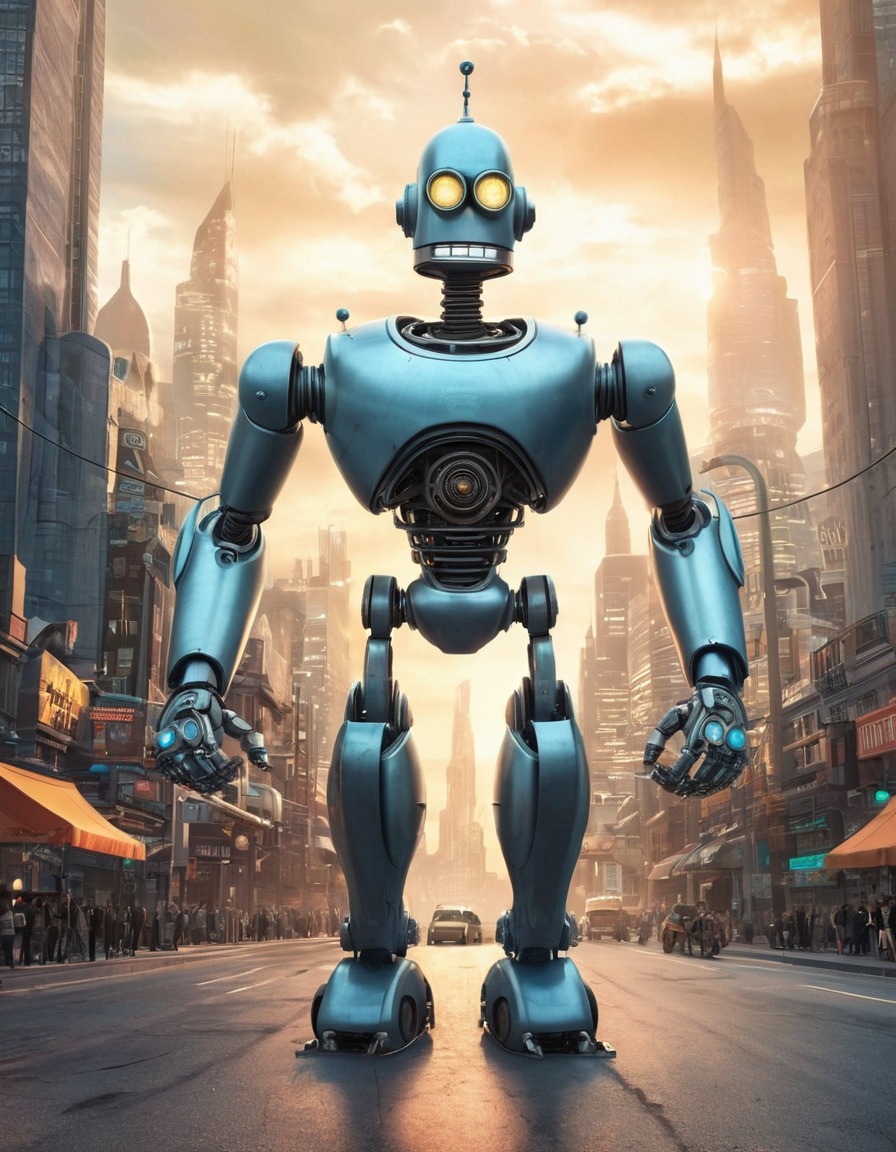 robot, bender, futuristic, cityscape, havoc, futurama