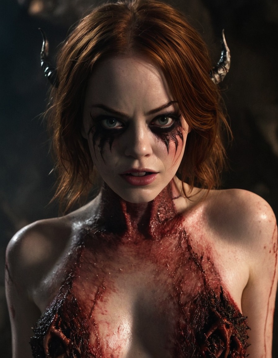 emma stone, demon, hell, actress, supernatural, horror, dark fantasy